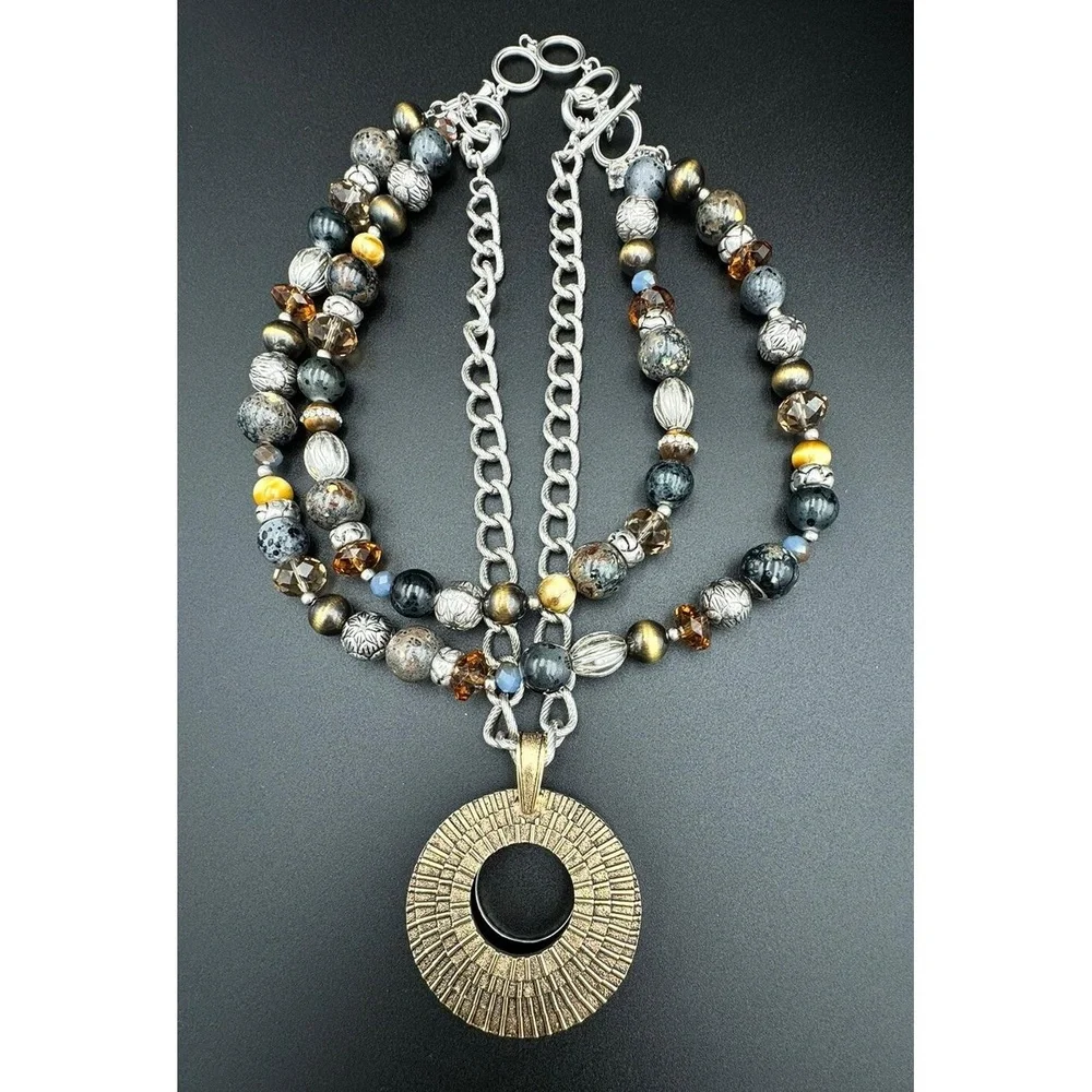 Premier Designs Top Notch Layered Convertible Multicolor Beaded‎ Chain Necklace